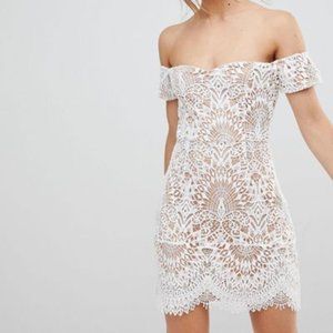 Boohoo Lace Overlay Bardot Dress